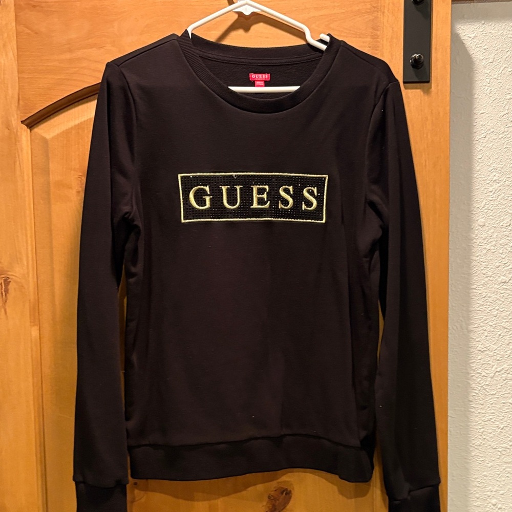 GUESS Black Sweatshirt with Gold Logo